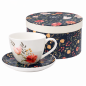 Preview: Frühlings Porzellan Tasse mit Untertasse und floraler Geschenkdose von "IdealHomeRange" elegantes Blumenmotiv