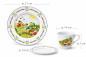 Preview: Kinder Porzellan Ostergedeck mit Maßangaben – Teller 21 cm, Unterteller 14 cm und Tasse 7 cm Höhe