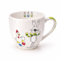 Preview: Detailbild der Ostertasse „Happy Easter“ mit fröhlichem Hasen und Huhn im Osterdesign