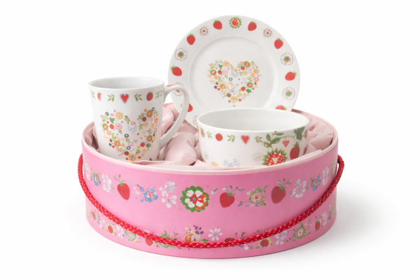 3-teiliges Porzellanset „Herz & Blüten“ – Liebevoll ausgewählt