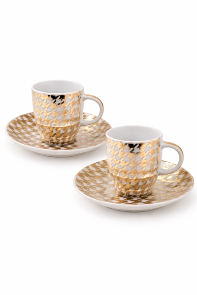 Luxus-Espressotassen-Set Gold Noir – Elegantes Porzellan mit Golddekor (2-teilig)