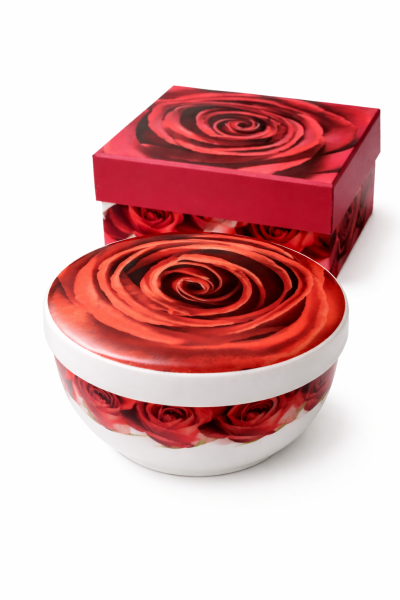 Porzellandose „La Rose“  – dekorative Schmuckdose mit Rosenmotiv