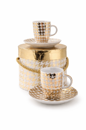 Luxus-Espressotassen-Set Gold Noir – Elegantes Porzellan mit Golddekor (2-teilig)