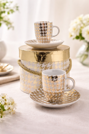Luxus-Espressotassen-Set Gold Noir – Elegantes Porzellan mit Golddekor (2-teilig)