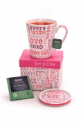 Porzellan-Geschenkset „Love Words“ – Tasse mit Deckel